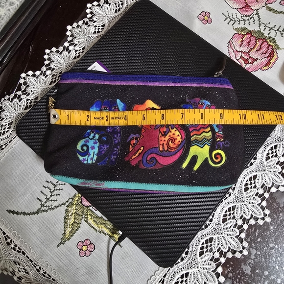 Laurel Burch Black Zip Pouch with Neon Multicolor Dogs - Picture 4 of 5